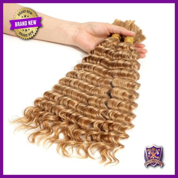 24 Inch Deep Wave Human Hair Extensions 2 Bundles Boho Braiding Hair